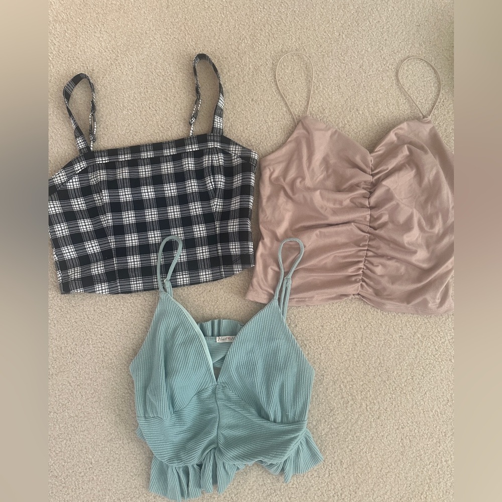 Stylish Women's Tops Set - Black, Beige, and Teal
$10 each